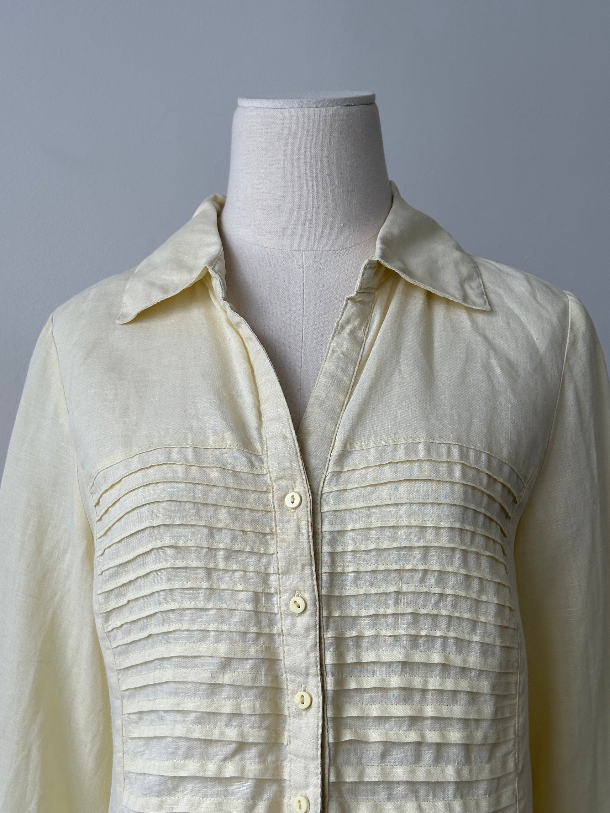 Vintage 1990s Pure Linen Pleated Shirt - M