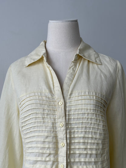 Vintage 1990s Pure Linen Pleated Shirt - M