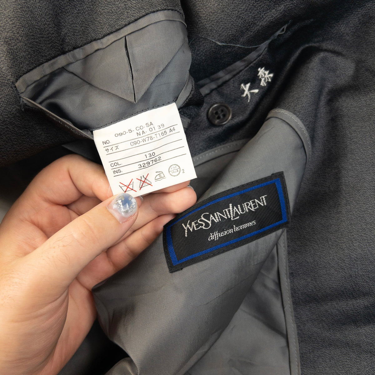Vintage 80s YSL Yves Saint Laurent Trench Jacket Size L | Large, Grey