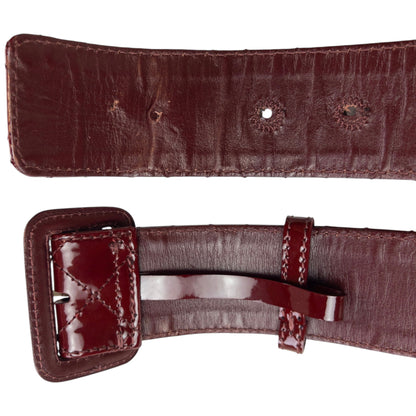Vintage 2000s Burberry Quilted Patent Leather Belt Size L | O/S, Burgundy