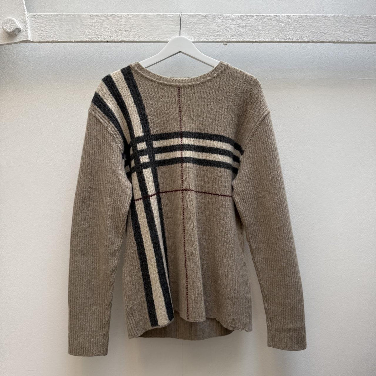 Burberry Vintage Nova Check Knit Jumper Beige (M) | Medium, Beige