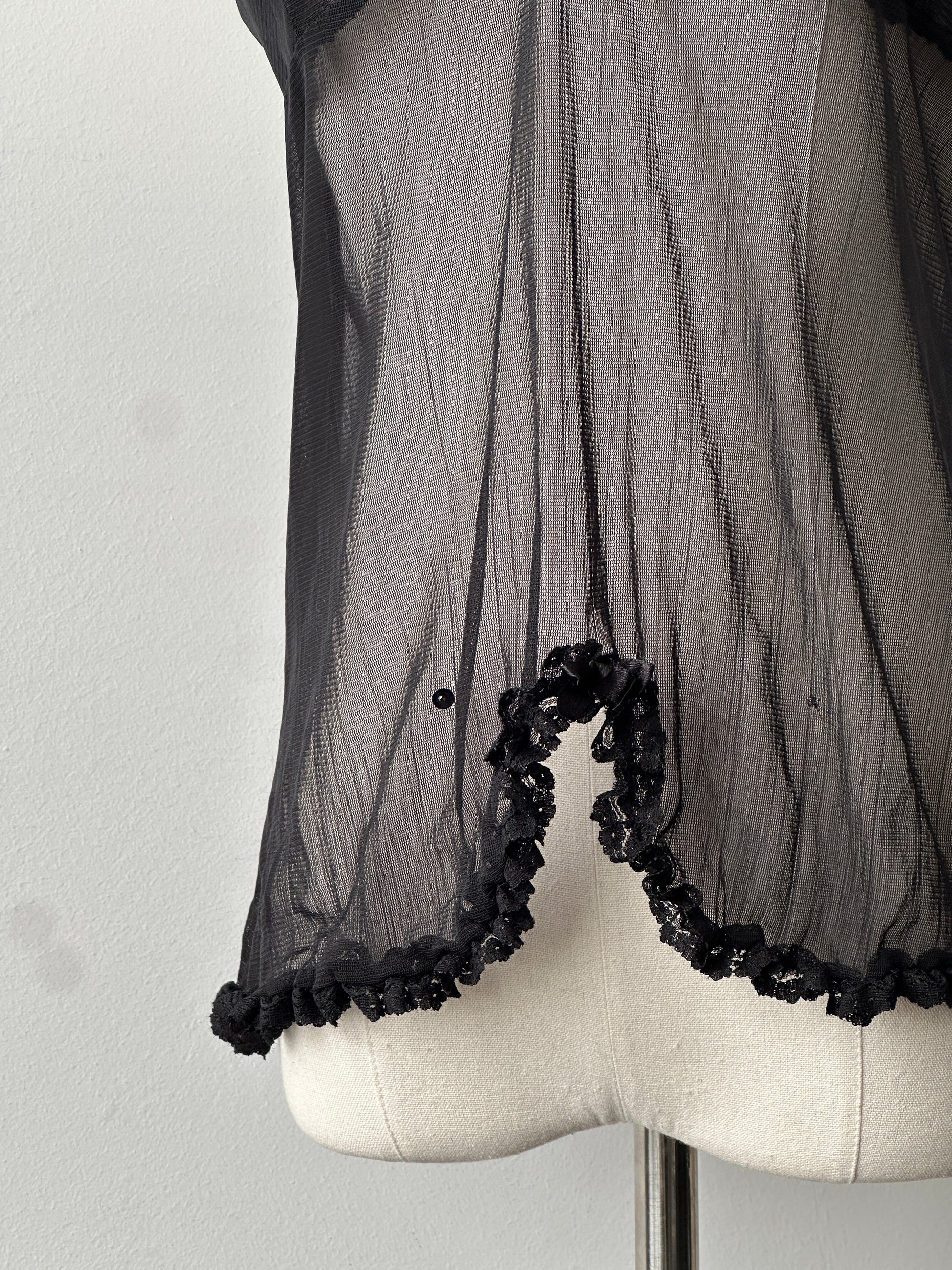 Vintage 2000s Sheer Sleeveless Lace Top - S-M