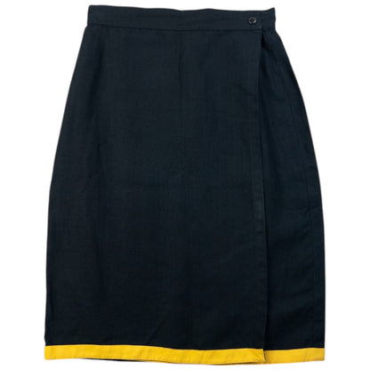 Vintage 90s Gianni Versace Linen Wrap Skirt Womens Size W25 | W25, Black