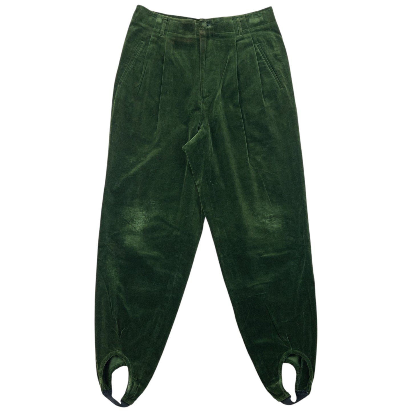 Vintage 90s Jean Paul Gaultier Velour Stirrup Trousers Size W32 | W32, Green