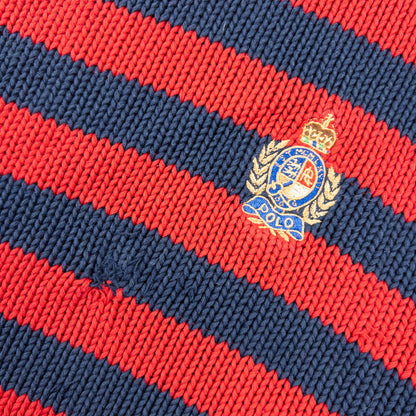 Vintage 90s Polo Ralph Lauren Crest Striped Knit Jumper Size M | Medium, Navy