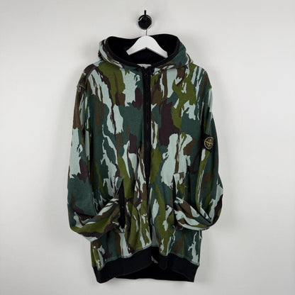 Stone Island Flowing Camo Zip Hoodie (3XL) | XXL, Multicoloured