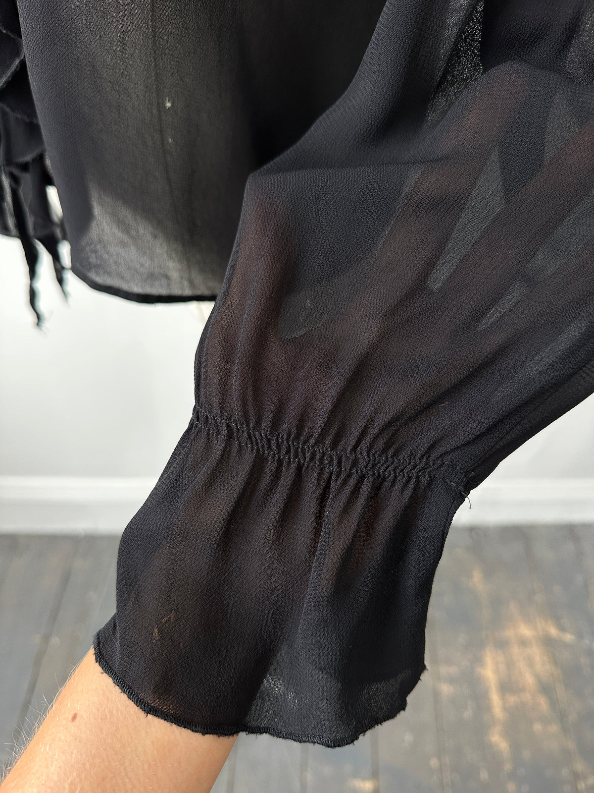 Vintage 1990s Sheer Ruffle Shirt - M