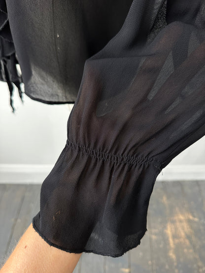 Vintage 1990s Sheer Ruffle Shirt - M
