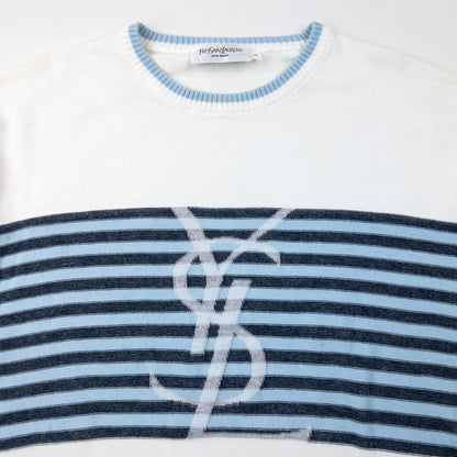 Vintage 2000s YSL Yves Saint Laurent Striped Jumper Size M | Medium, Blue