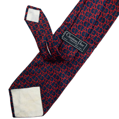 Vintage 90s Dior Monogram Silk Tie | O/S, Navy