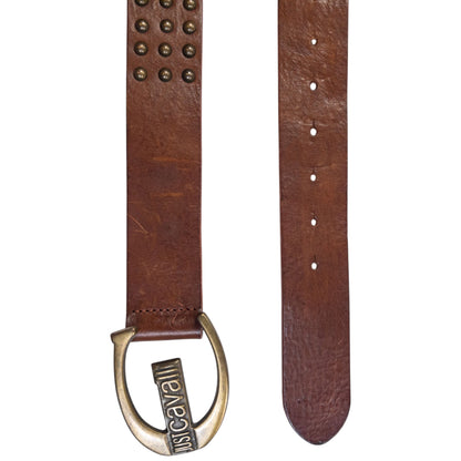 Vintage 2000s Roberto Cavalli Studded Leather Belt Size XL | O/S, Brown