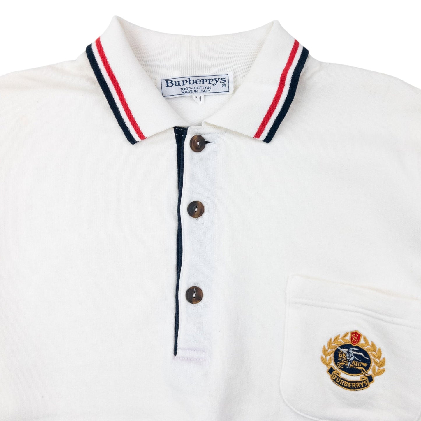 Vintage 90s Burberry Polo Sweatshirt Size M | Medium, White