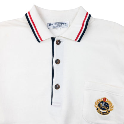 Vintage 90s Burberry Polo Sweatshirt Size M | Medium, White