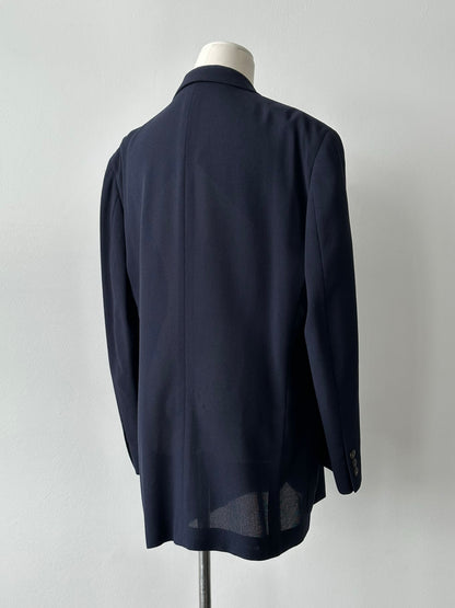 Burberry 1990s Wool Single Breasted Woven Blazer - M