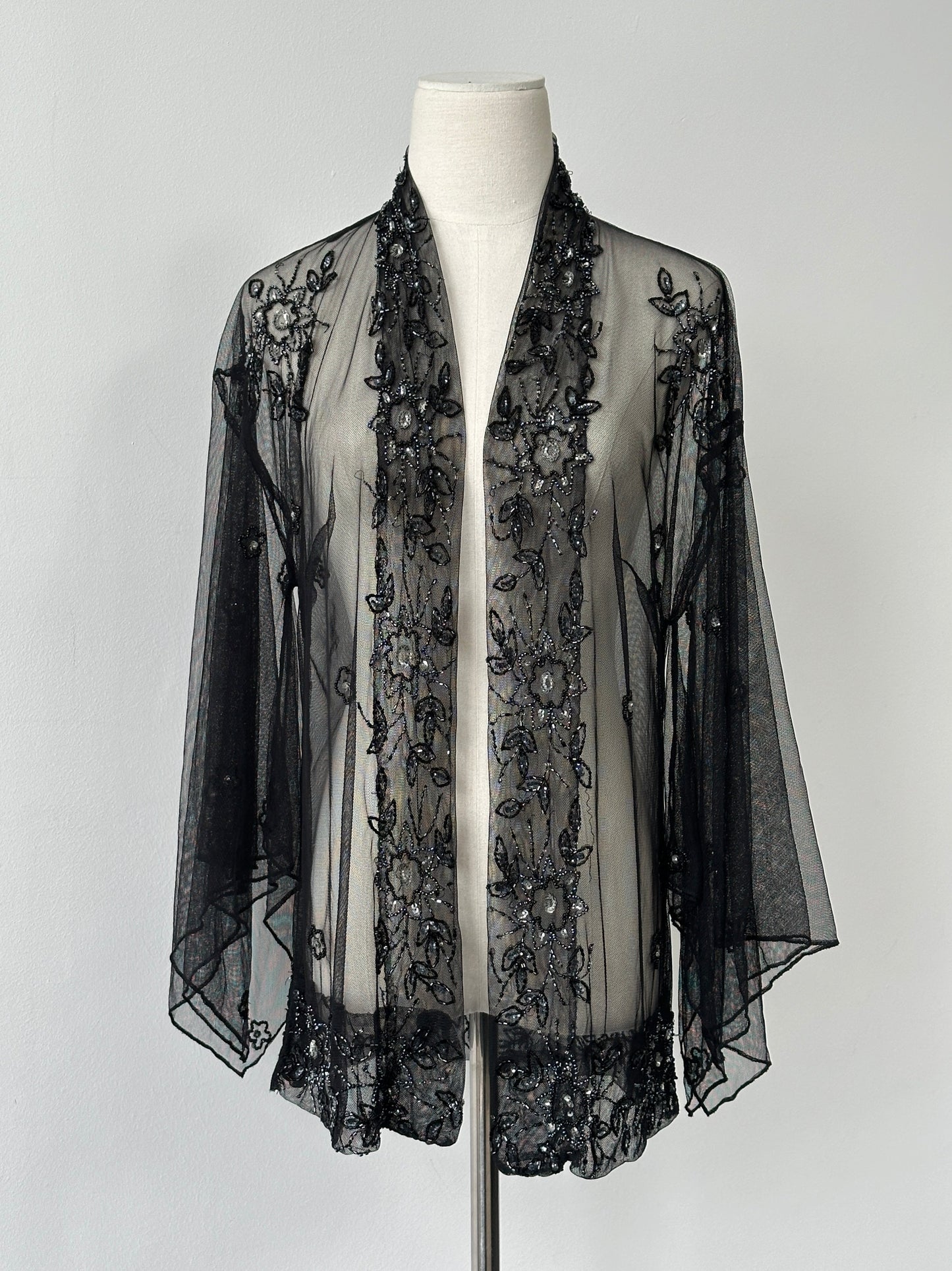 Vintage 2000s Beaded Sheer Kimono Cardigan - One size