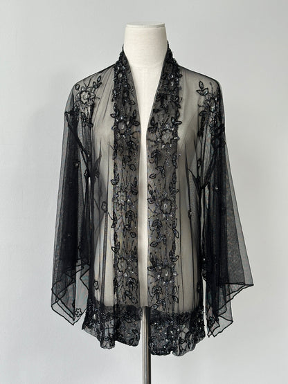 Vintage 2000s Beaded Sheer Kimono Cardigan - One size