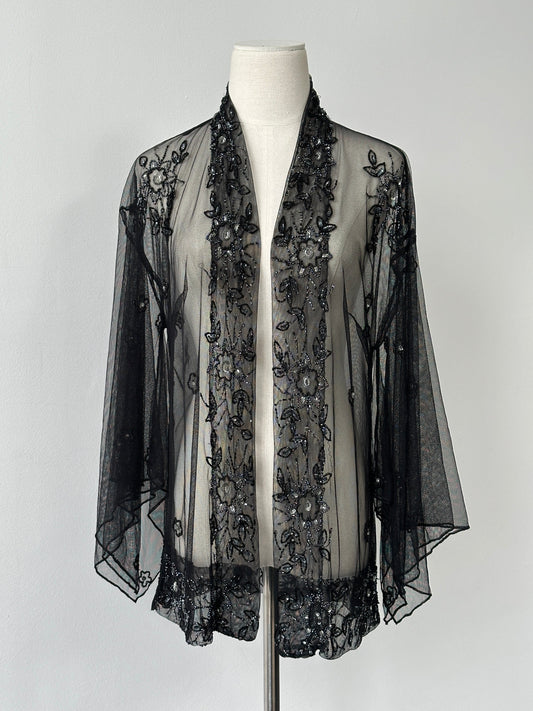 Vintage 2000s Beaded Sheer Kimono Cardigan - One size