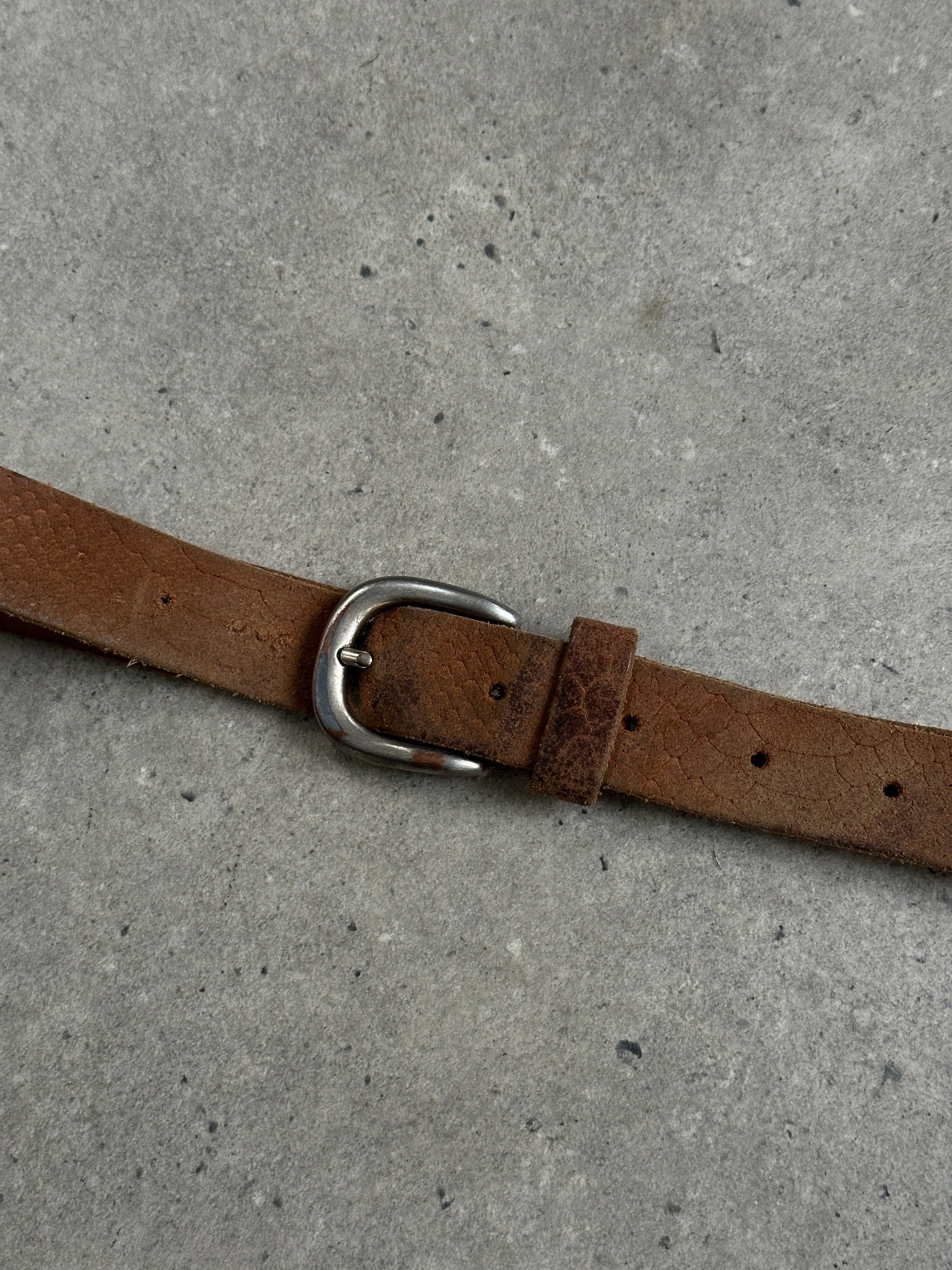 Vintage 1990s Slim Leather Belt - W32-39