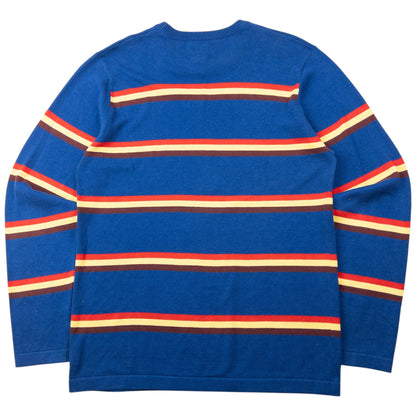 Vintage 2000s Stussy Striped Jumper Size M | Medium, Blue