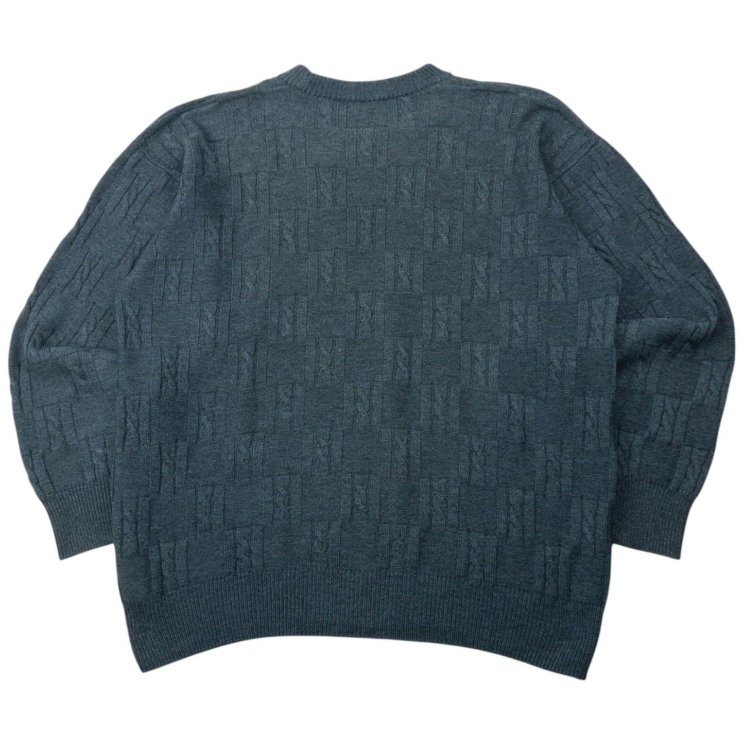 Vintage 90s Burberry Embroidered Wool Knit Jumper Size L | Large, Blue