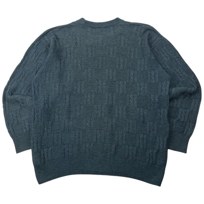 Vintage 90s Burberry Embroidered Wool Knit Jumper Size L | Large, Blue