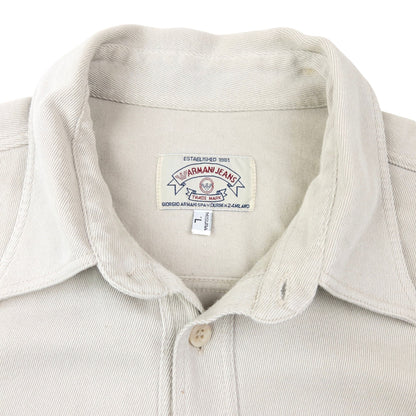 Vintage 90s Armani Jeans Long Sleeve Button Up Shirt Size L | Large, Cream