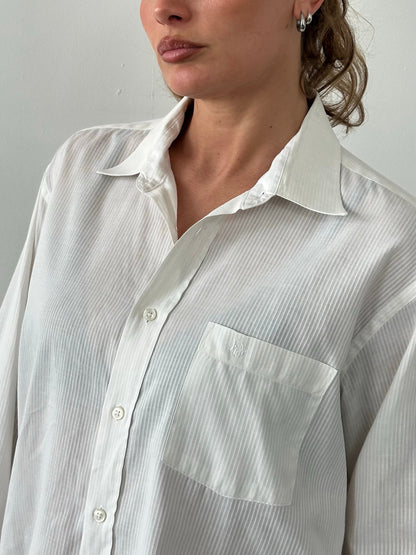 Christian Dior 1990s Cotton Striped Logo Shirt - L