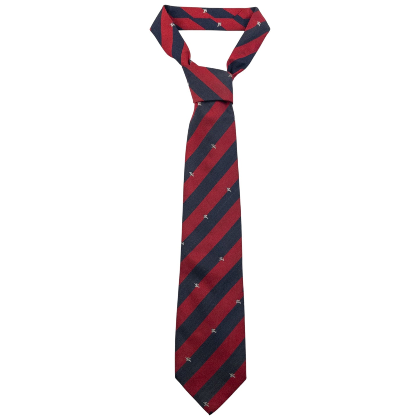 Vintage 2000s Burberry Striped Monogram Silk Tie | O/S, Navy