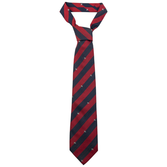 Vintage 2000s Burberry Striped Monogram Silk Tie | O/S, Navy