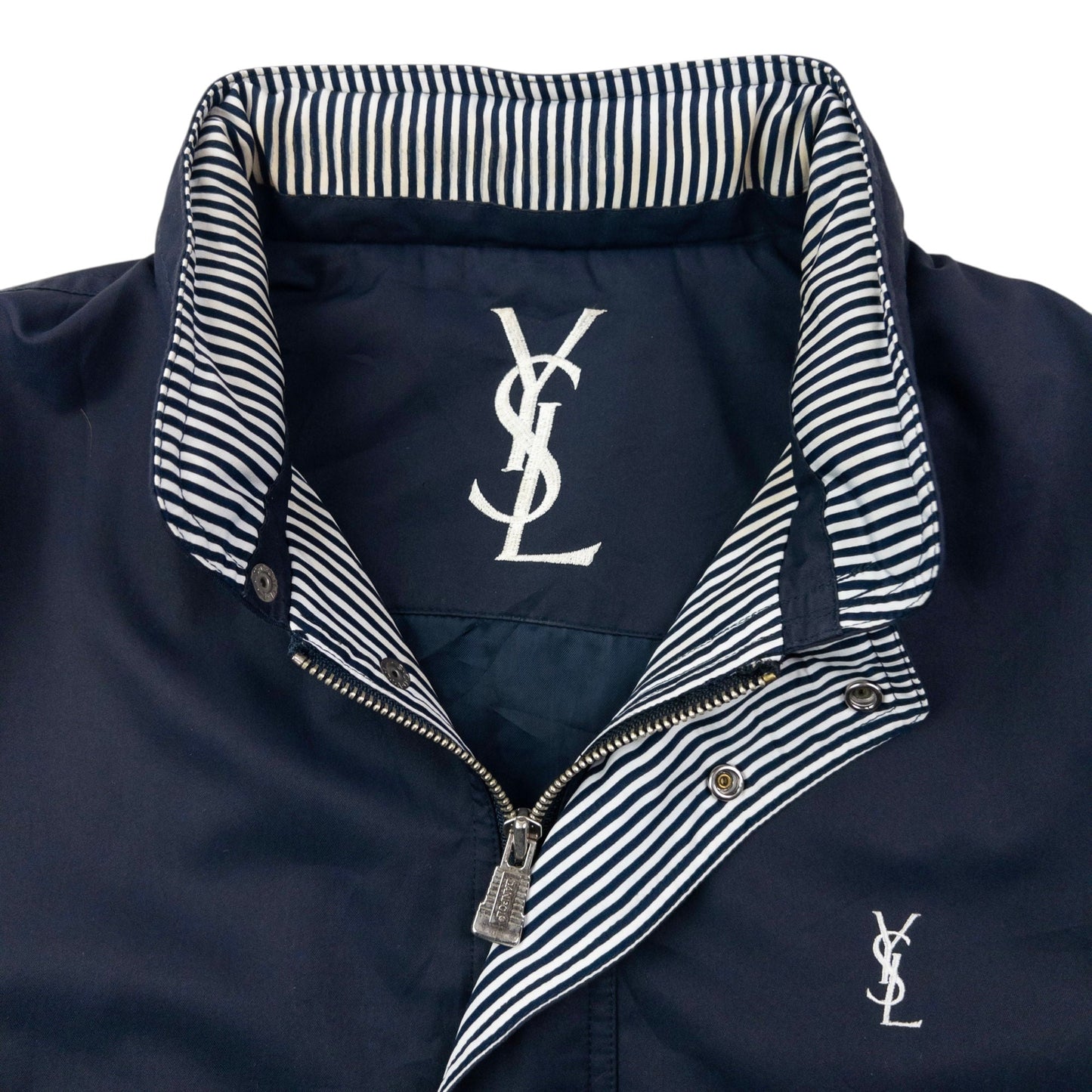 Vintage 90s YSL Yves Saint Laurent Harrington Jacket Size M | Medium, Navy