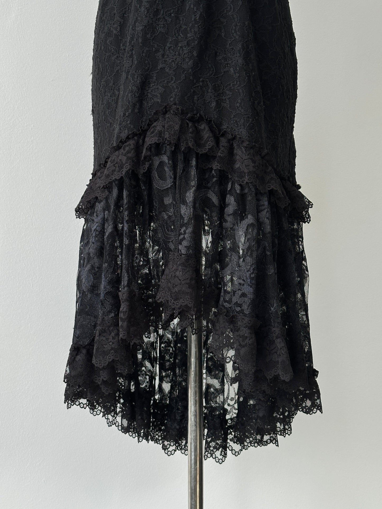 Vintage 2000s Lace Halterneck Midi Dress - M