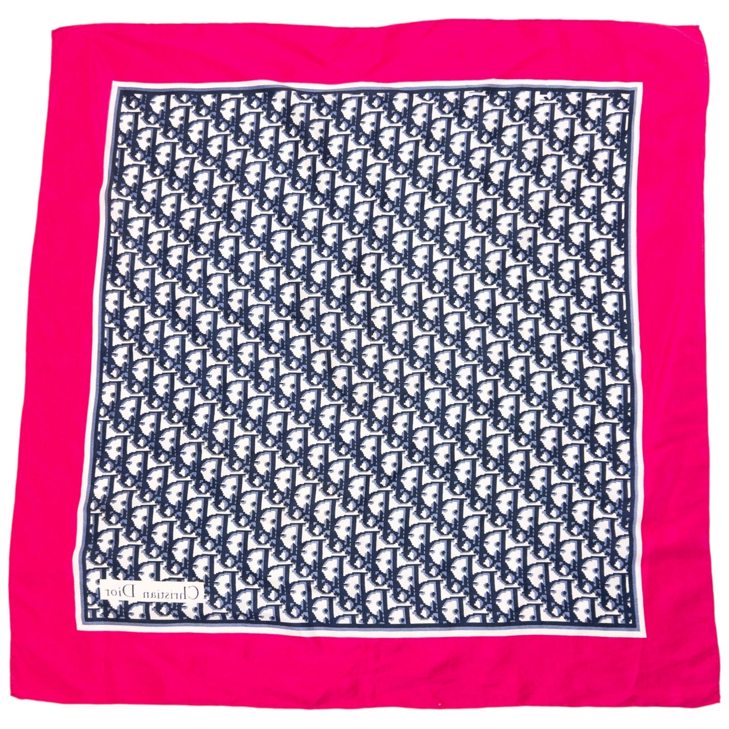 Vintage 90s Dior Monogram Pixel Silk Scarf | O/S, Navy