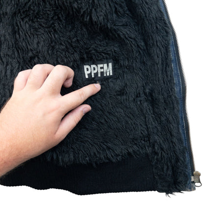 Vintage 2000s PPFM Fur Lined Zip Up Denim Jacket Size M | Medium, Black