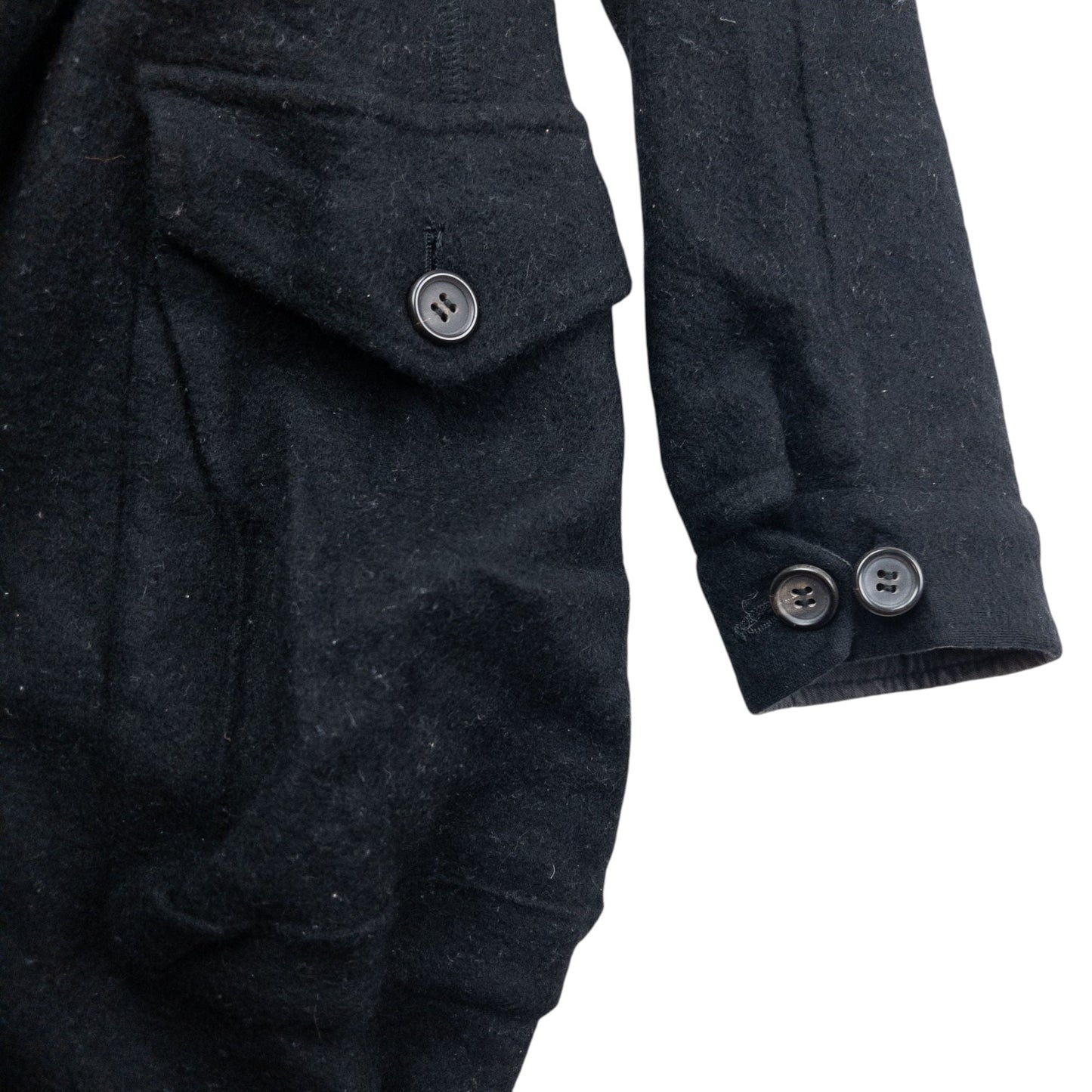 Vintage 90s Yohji Yamamoto Fleece Hooded Jumpsuit Size S | Small, Black