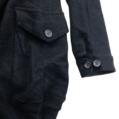 Vintage 90s Yohji Yamamoto Fleece Hooded Jumpsuit Size S | Small, Black