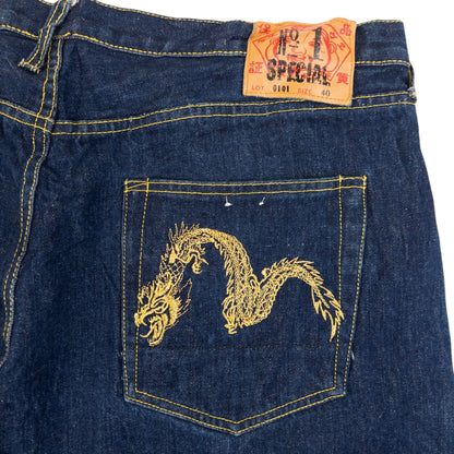 Vintage 2000s Evisu Double Dragon Gull Japanese Denim Jeans Size W40 | W40, Multicoloured