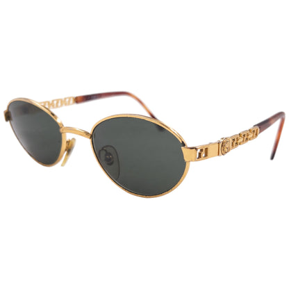 Vintage 90s Gianni Versace Embossed Tortoise Shell Sunglasses | O/S, Gold