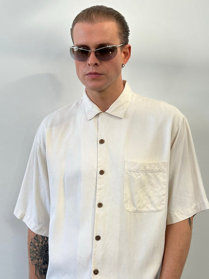Vintage 1990s Pure Silk Short Sleeve Shirt - L