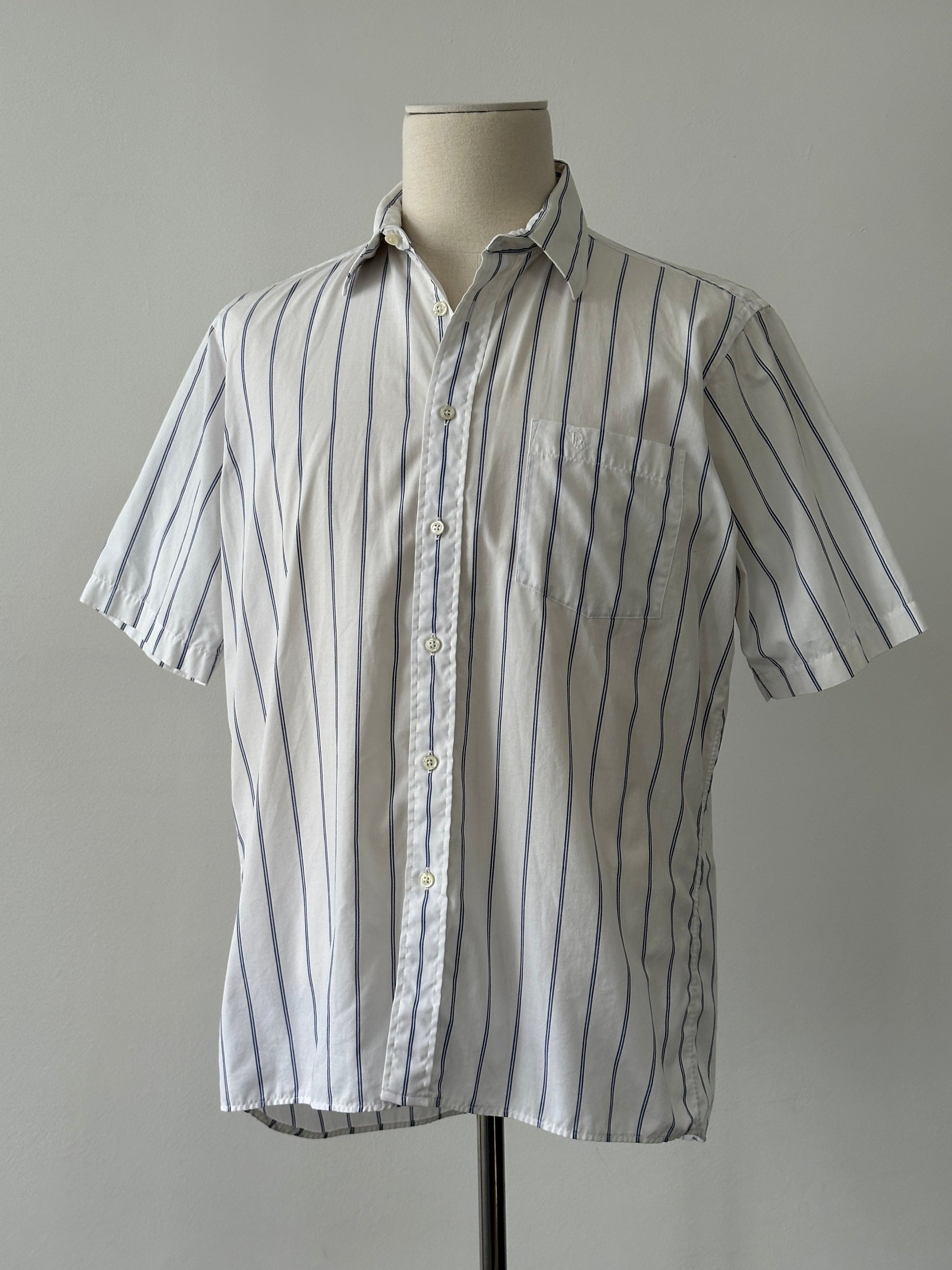 Christian Dior 1990s Cotton Short Sleeve Striped Shirt - L