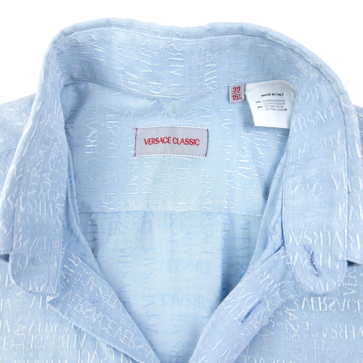 Vintage 2000s Versace Classic Monogram Long Sleeve Button Up Shirt Size M | Medium, Blue