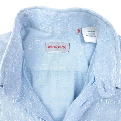 Vintage 2000s Versace Classic Monogram Long Sleeve Button Up Shirt Size M | Medium, Blue