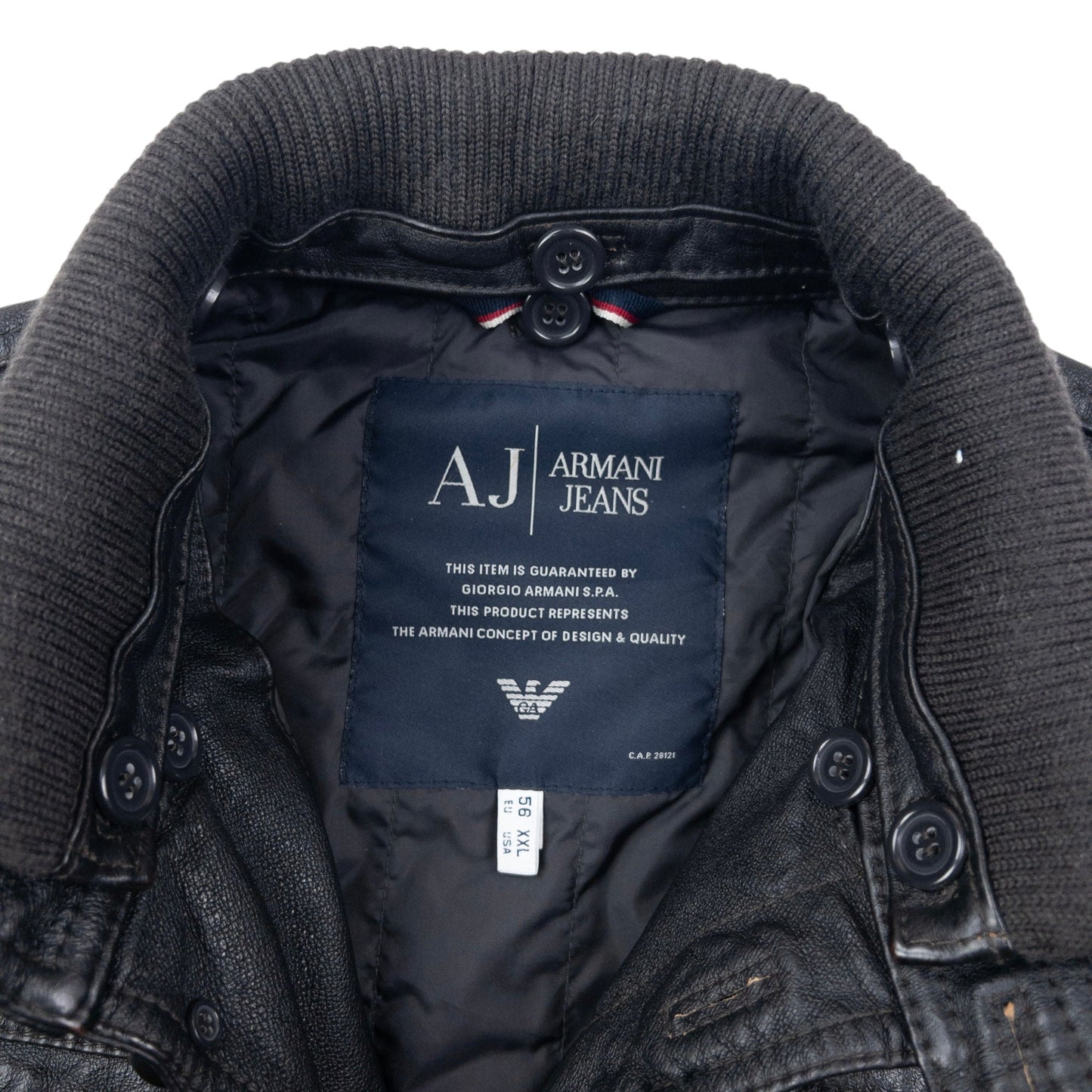 Vintage 2000s Armani Jeans Button Up Leather Jacket Size M