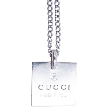 Vintage 90s Gucci Silver Square Pendant Necklace