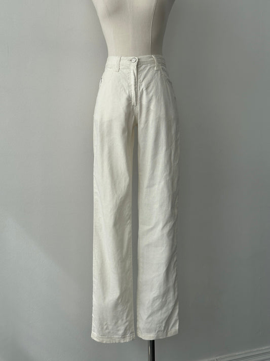Armani Jeans 1990s Linen Slim Straight Leg Trousers - W26