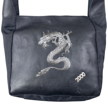 Vintage 2000 Jean Paul Gaultier Dragon Leather Shoulder Bag | O/S, Black
