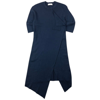 Balenciaga Paris Asymmetric Wool Dress Womens Size S | Small, Navy