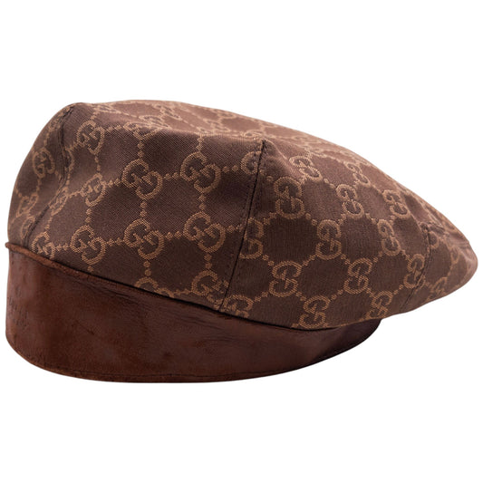 Vintage 2000s Gucci Monogram Flat Cap Size L | O/S, Brown