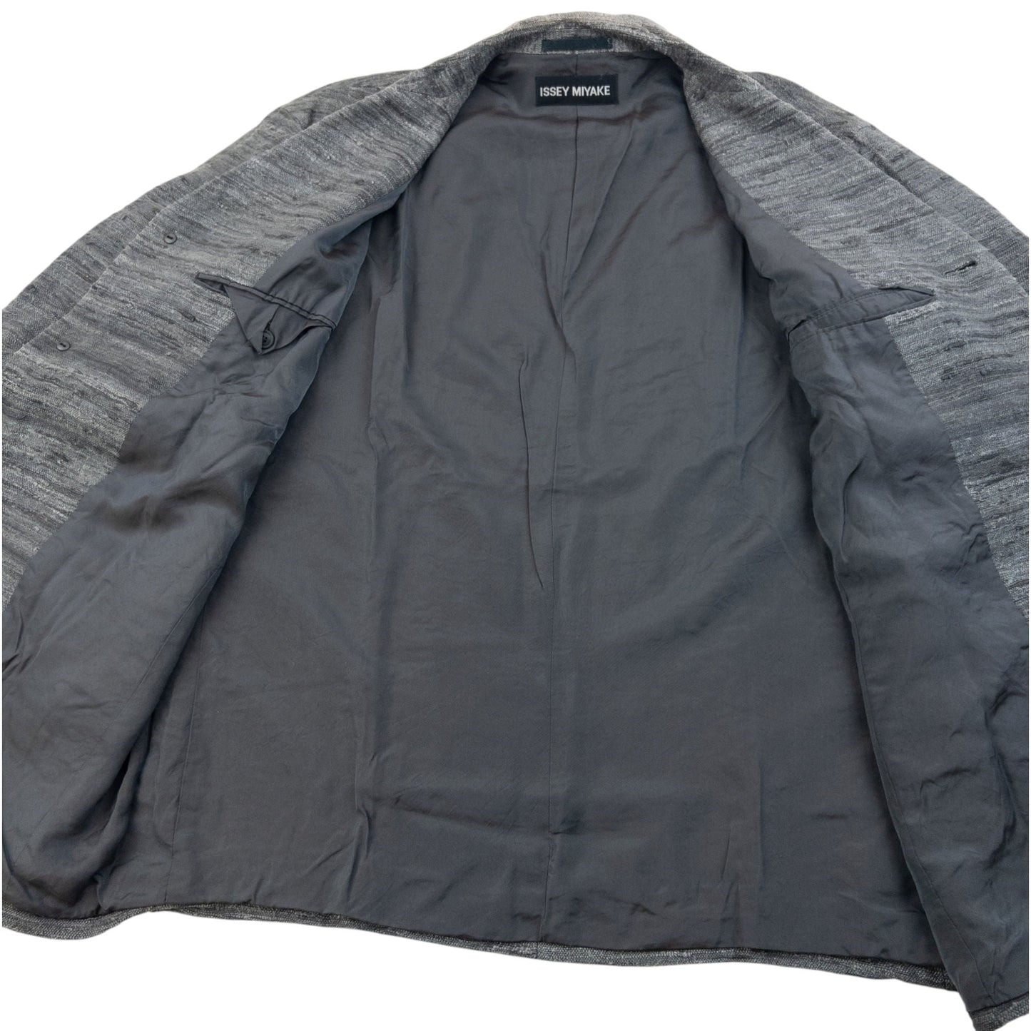 Vintage 2000s Issey Miyake Woven Blazer Jacket Size L | Large, Grey