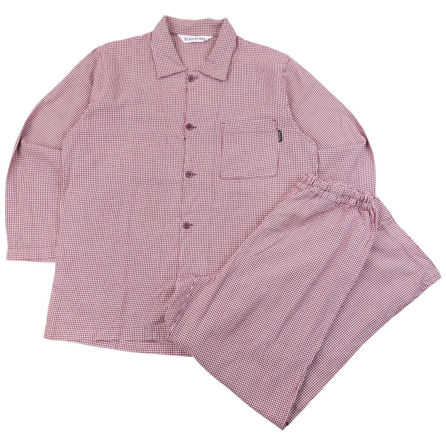 Vintage 90s Yohji Yamamoto Houndstooth Shirt & Bottoms Pyjama Set Size M | Medium, Red