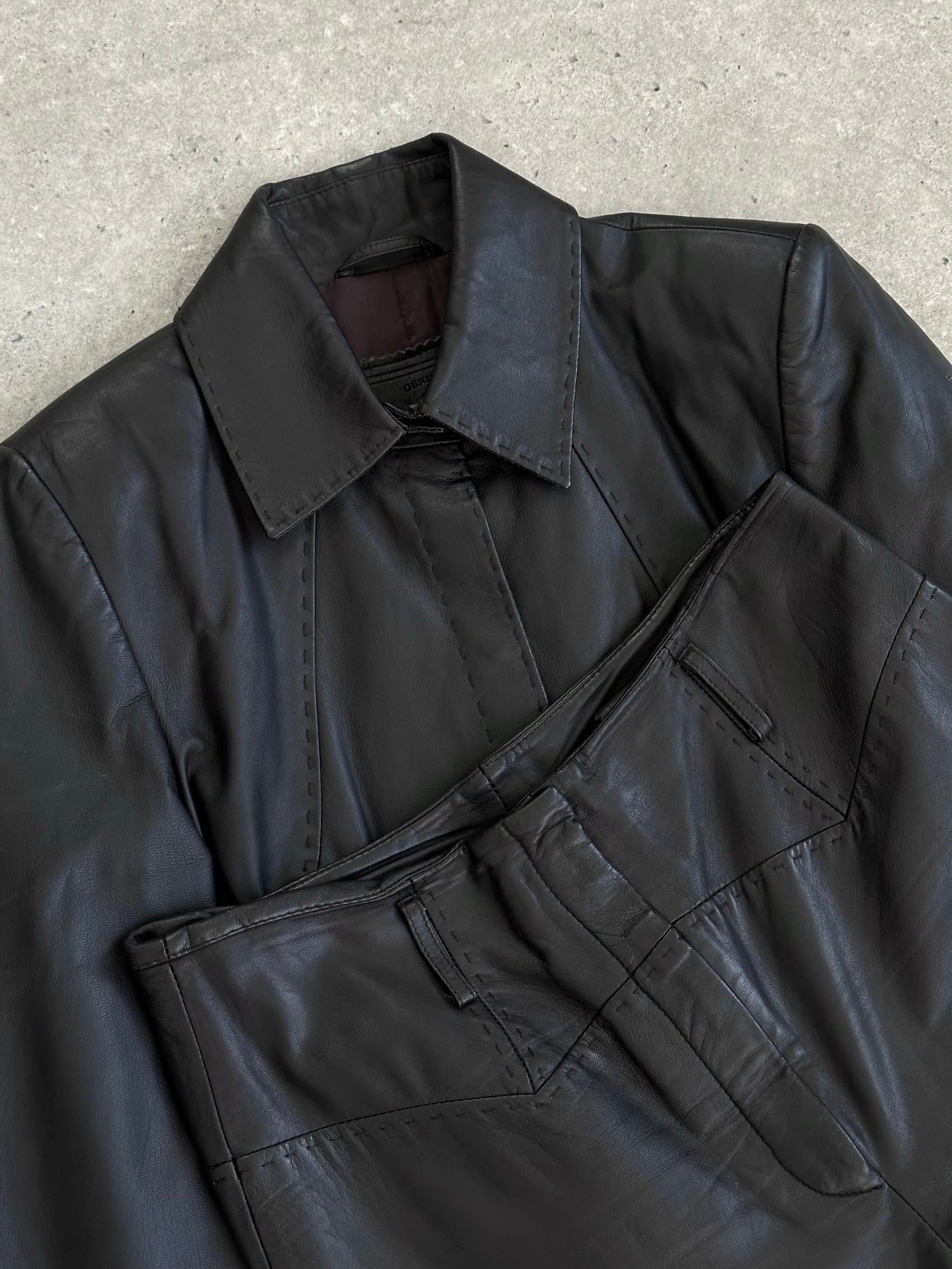 Vintage 1990s Leather Two Piece Set - S/W28